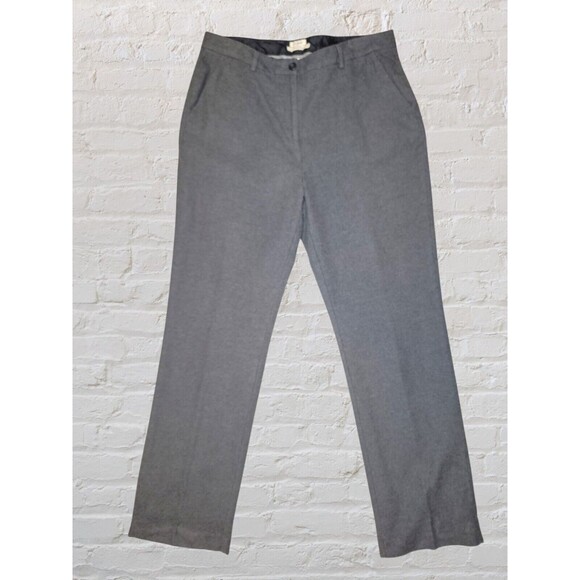LL Bean Weekend Cotton Pants 14 Charcoal Classic Fit Flat Front Straight Leg - Picture 1 of 7